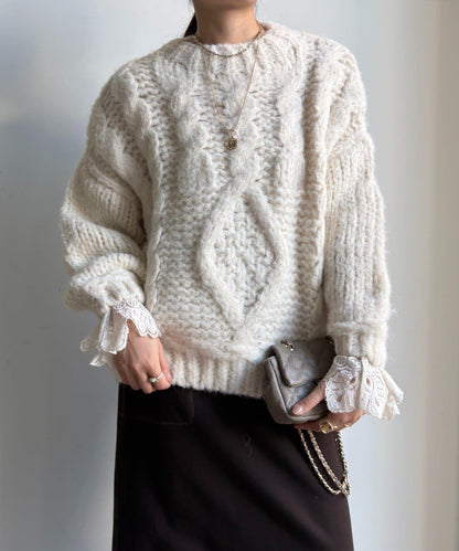 粗針織麻花毛衣