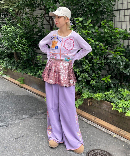 【HELLO.SANFRANCISCO/ハローサンフランシスコ】花卉剪裁寬鬆衛褲