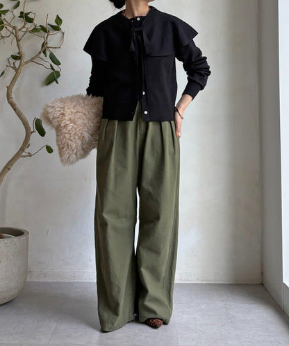 棒領帶披肩開衫