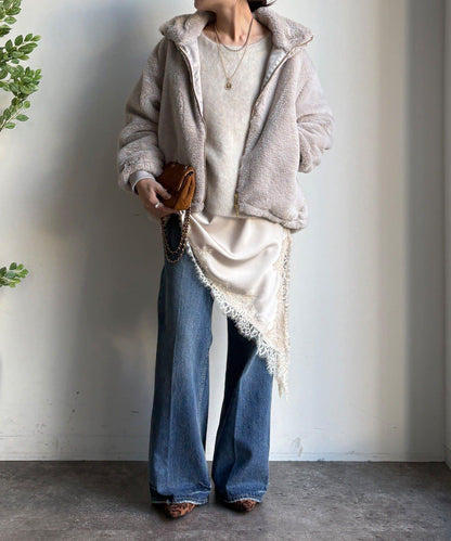 仿貂毛立領毛絨外套