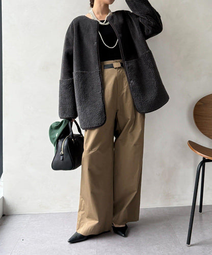 可雙面穿仿麂皮大衣