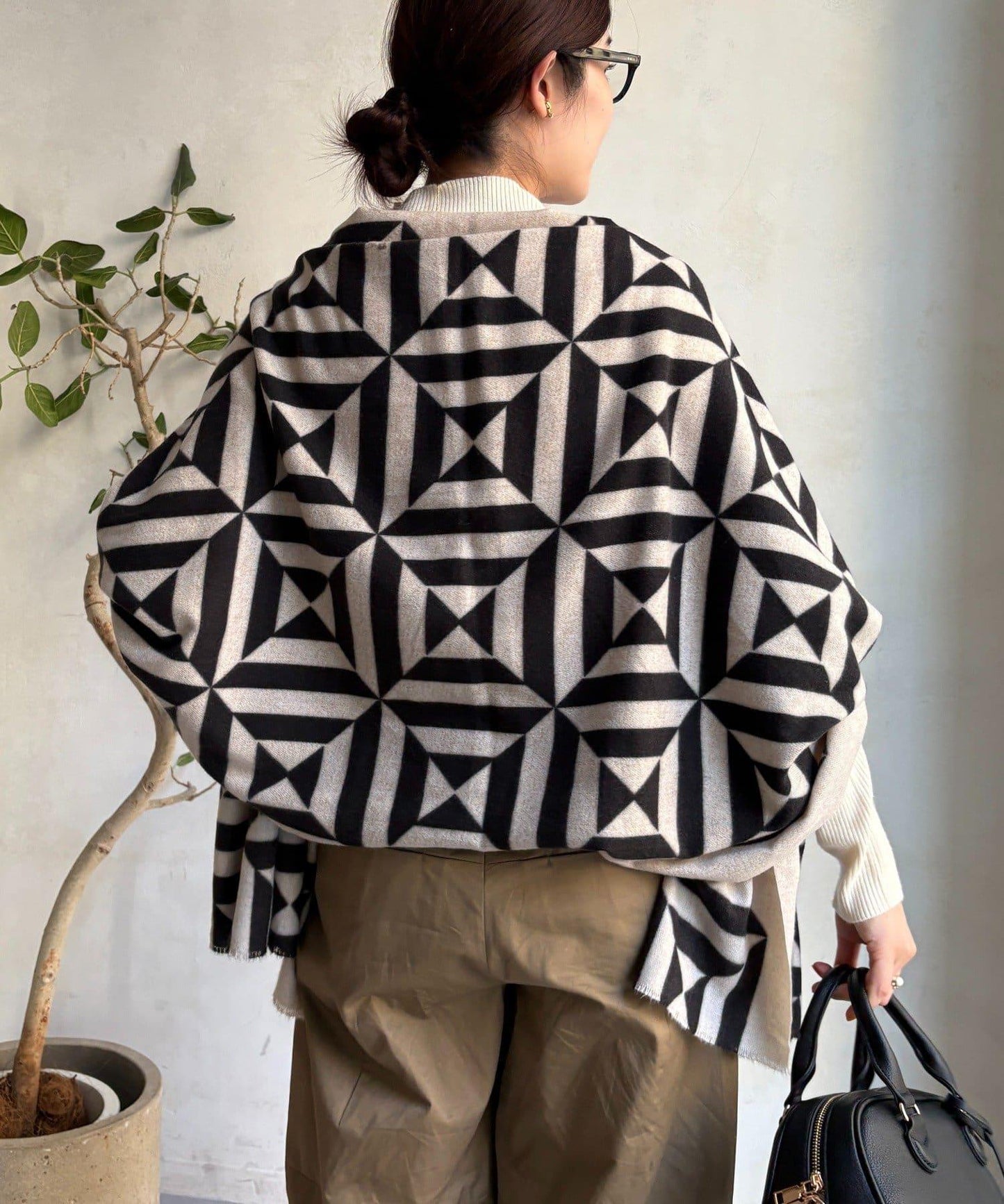 幾何圖案印花圍巾