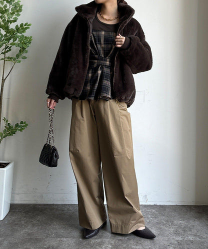 仿貂毛立領毛絨外套