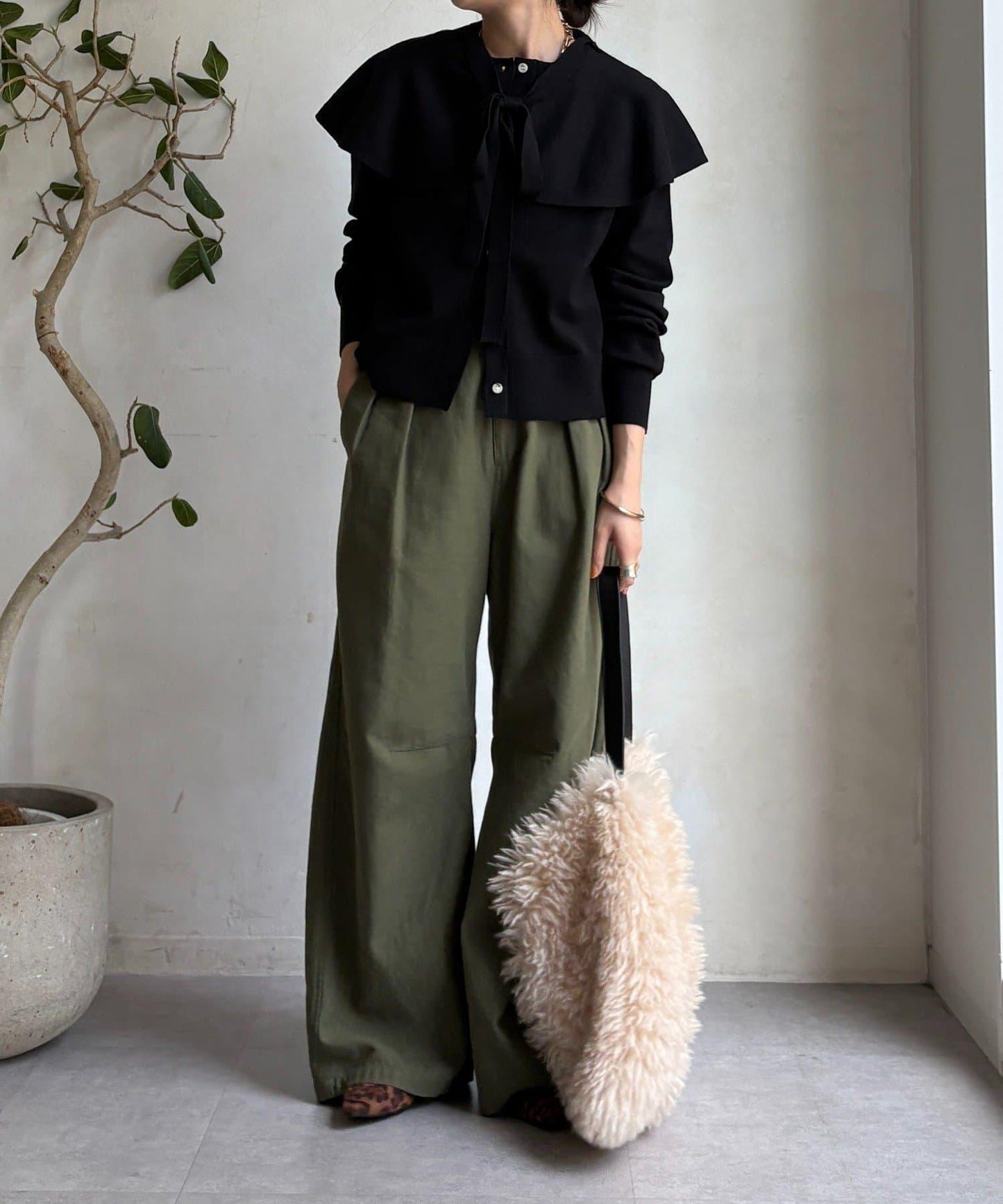 棒領帶披肩開衫