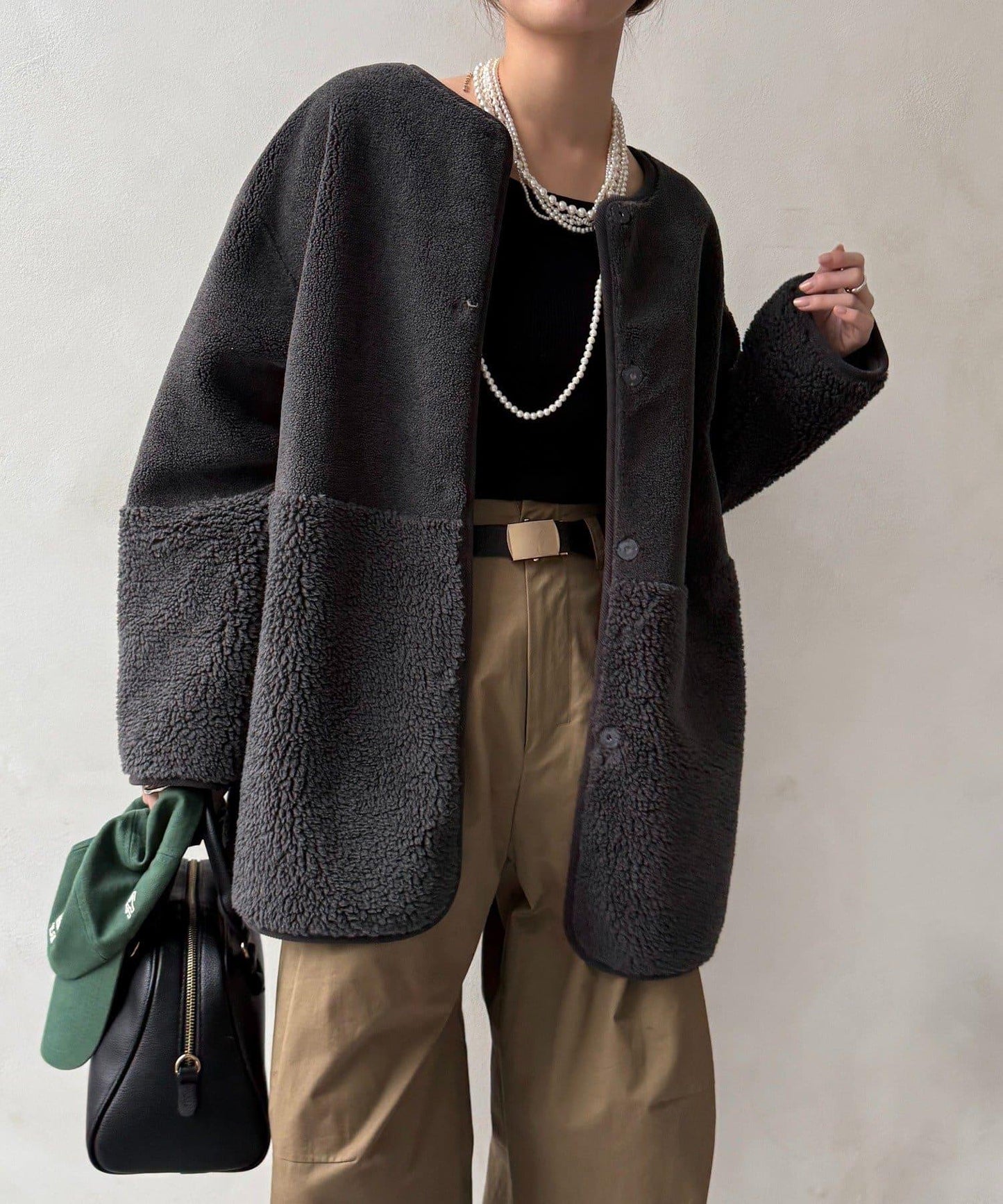 可雙面穿仿麂皮大衣