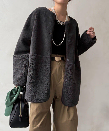 可雙面穿仿麂皮大衣