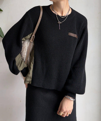 軍風拼接針織衫