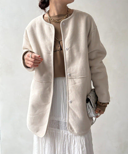 可雙面穿仿麂皮大衣