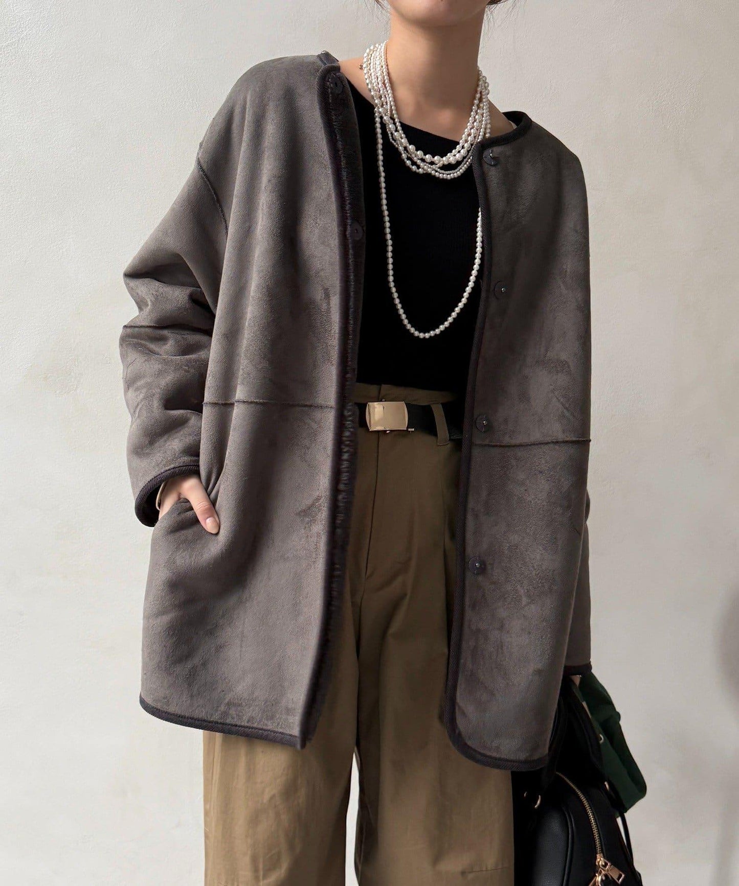 可雙面穿仿麂皮大衣