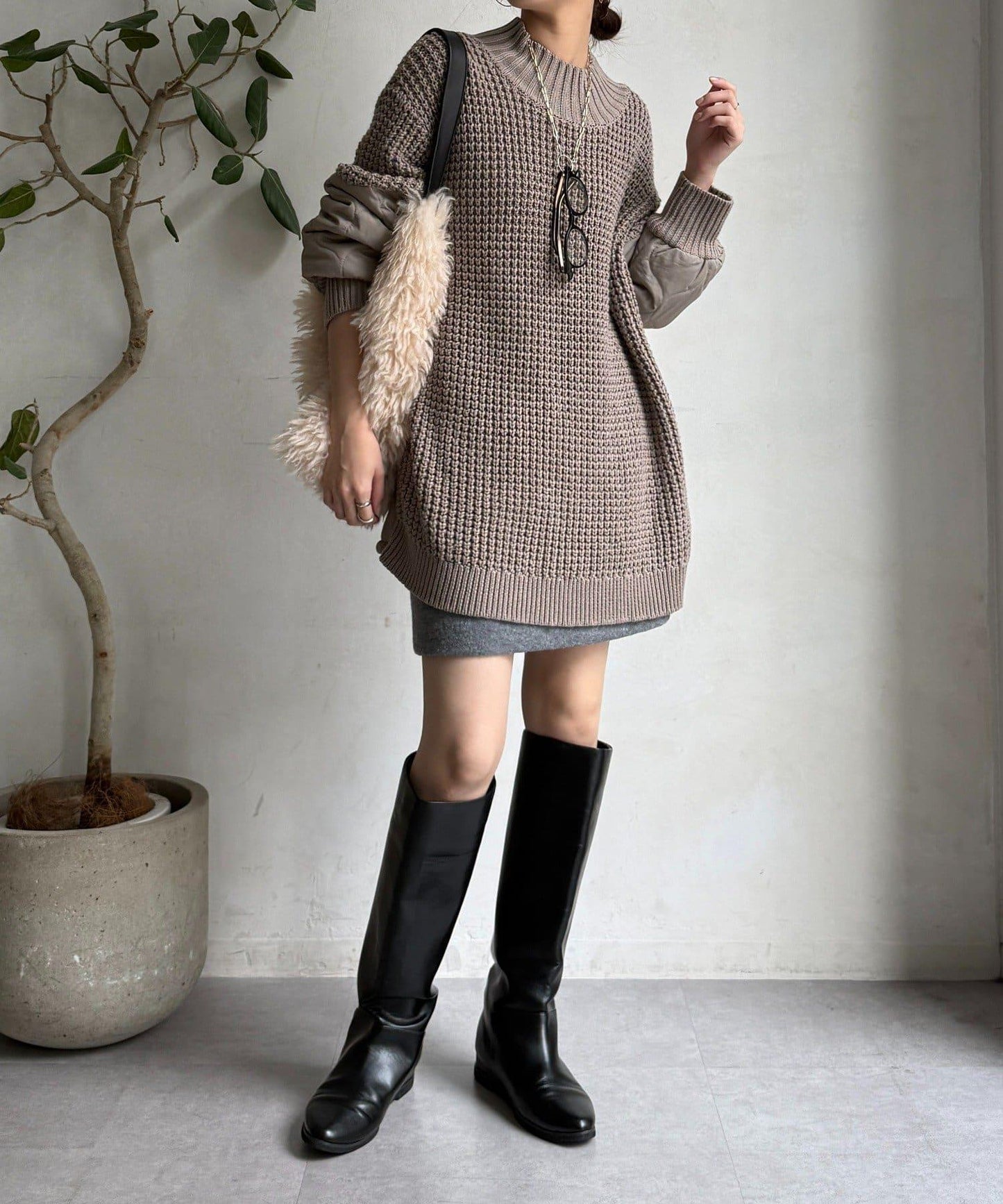 拼接絎縫針織衫