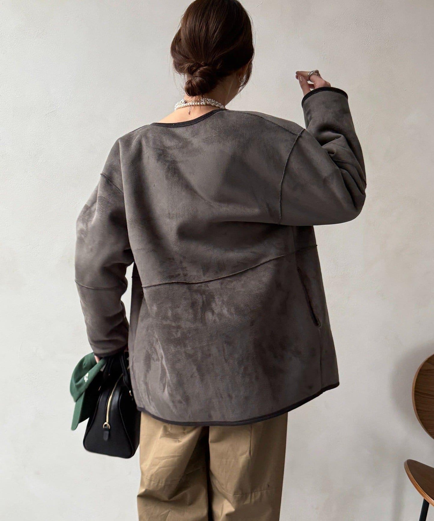 可雙面穿仿麂皮大衣