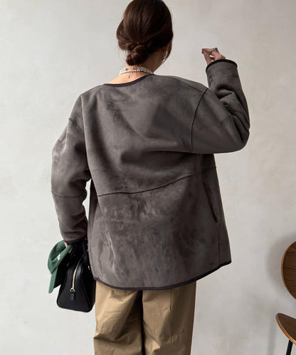 可雙面穿仿麂皮大衣