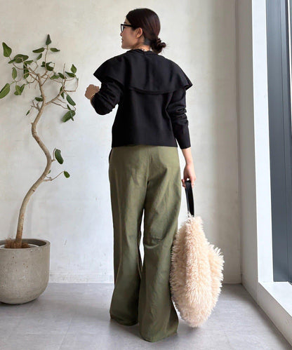 棒領帶披肩開衫