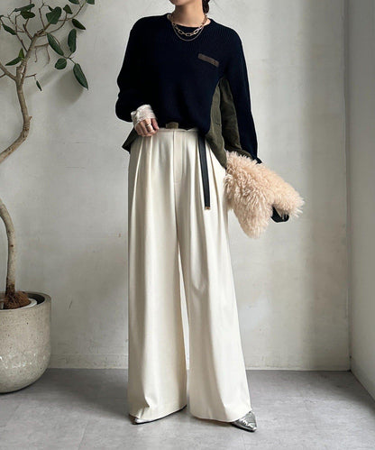 軍風拼接針織衫