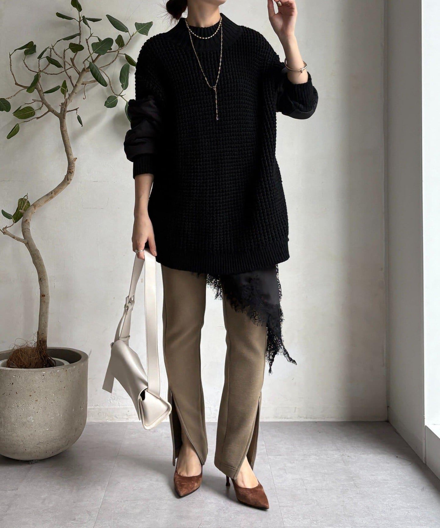 拼接絎縫針織衫