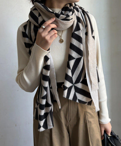 幾何圖案印花圍巾