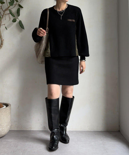 軍風拼接針織衫