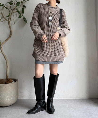 拼接絎縫針織衫