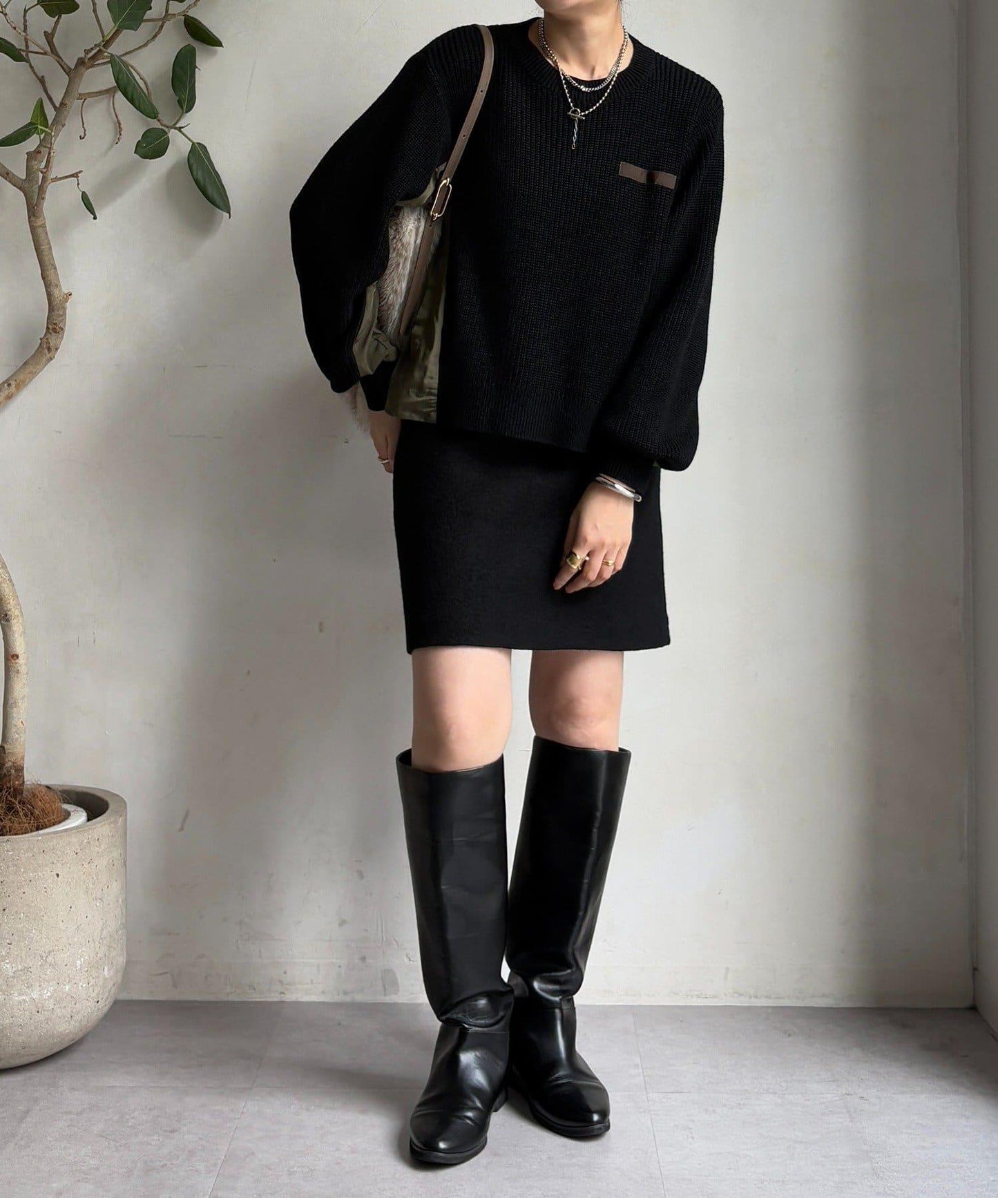 軍風拼接針織衫