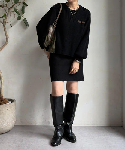 軍風拼接針織衫
