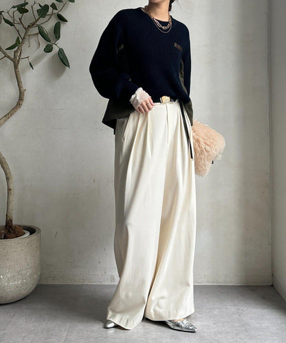 軍風拼接針織衫