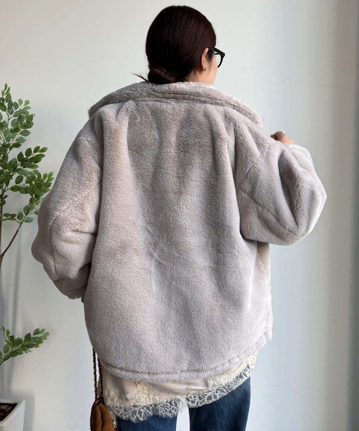 仿貂毛立領毛絨外套