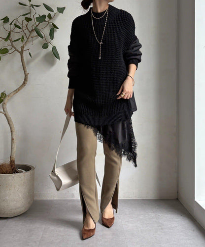 拼接絎縫針織衫