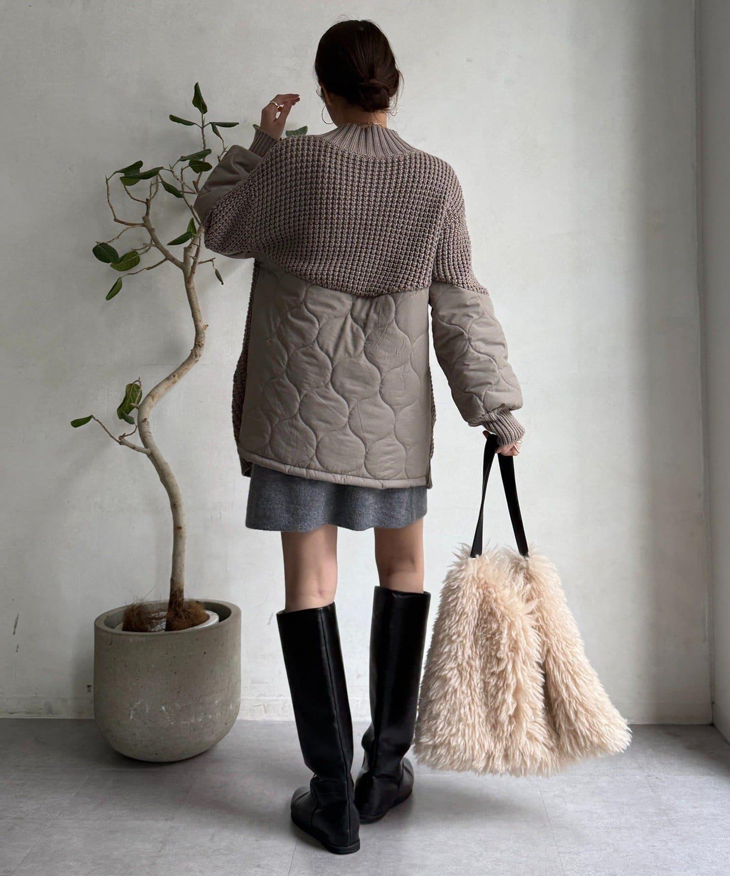 拼接絎縫針織衫