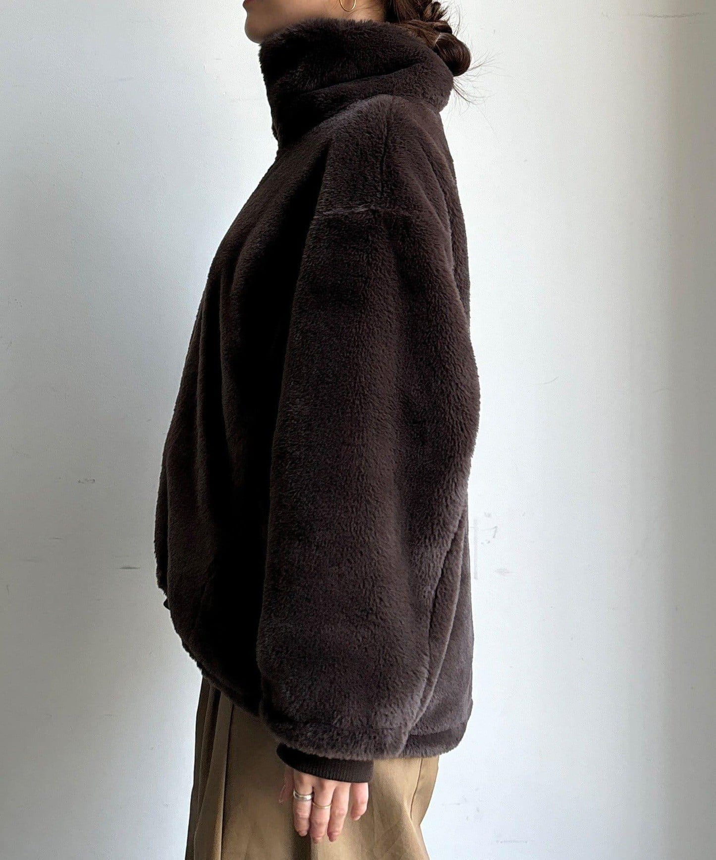 仿貂毛立領毛絨外套