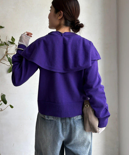 棒領帶披肩開衫