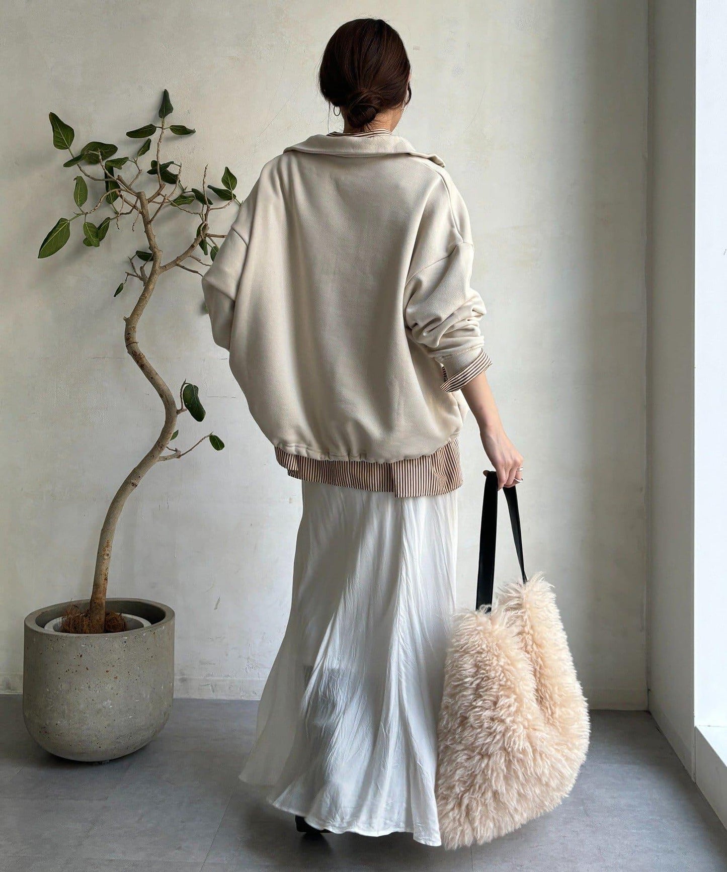 加絨抽繩半拉鍊套頭衫