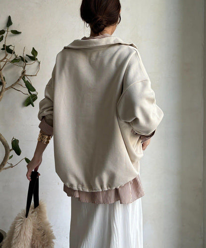 加絨抽繩半拉鍊套頭衫