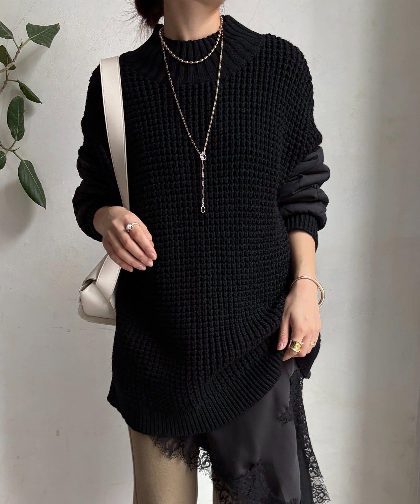 拼接絎縫針織衫