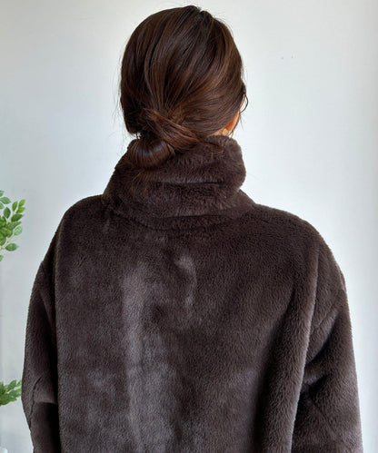 仿貂毛立領毛絨外套