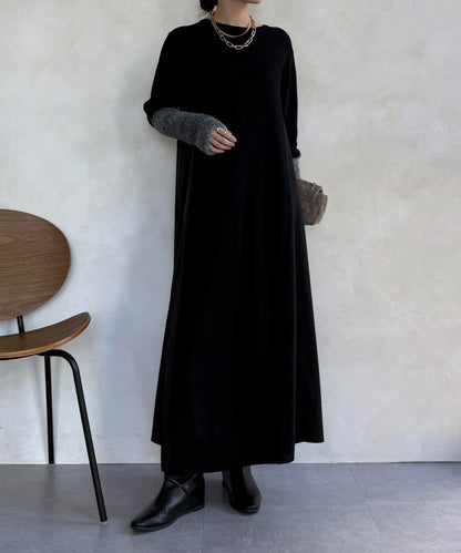 拼接雪紡長袖連衣裙