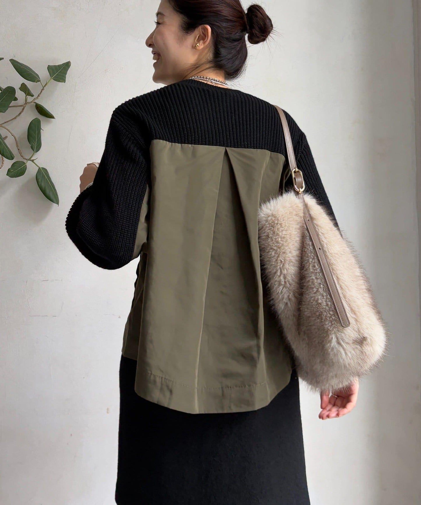 軍風拼接針織衫