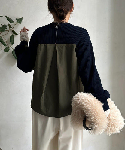 軍風拼接針織衫
