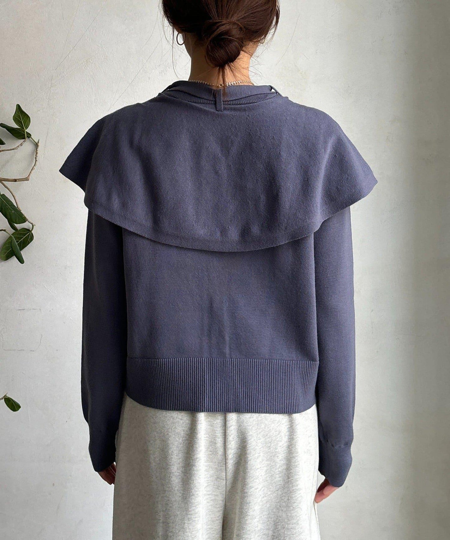 棒領帶披肩開衫