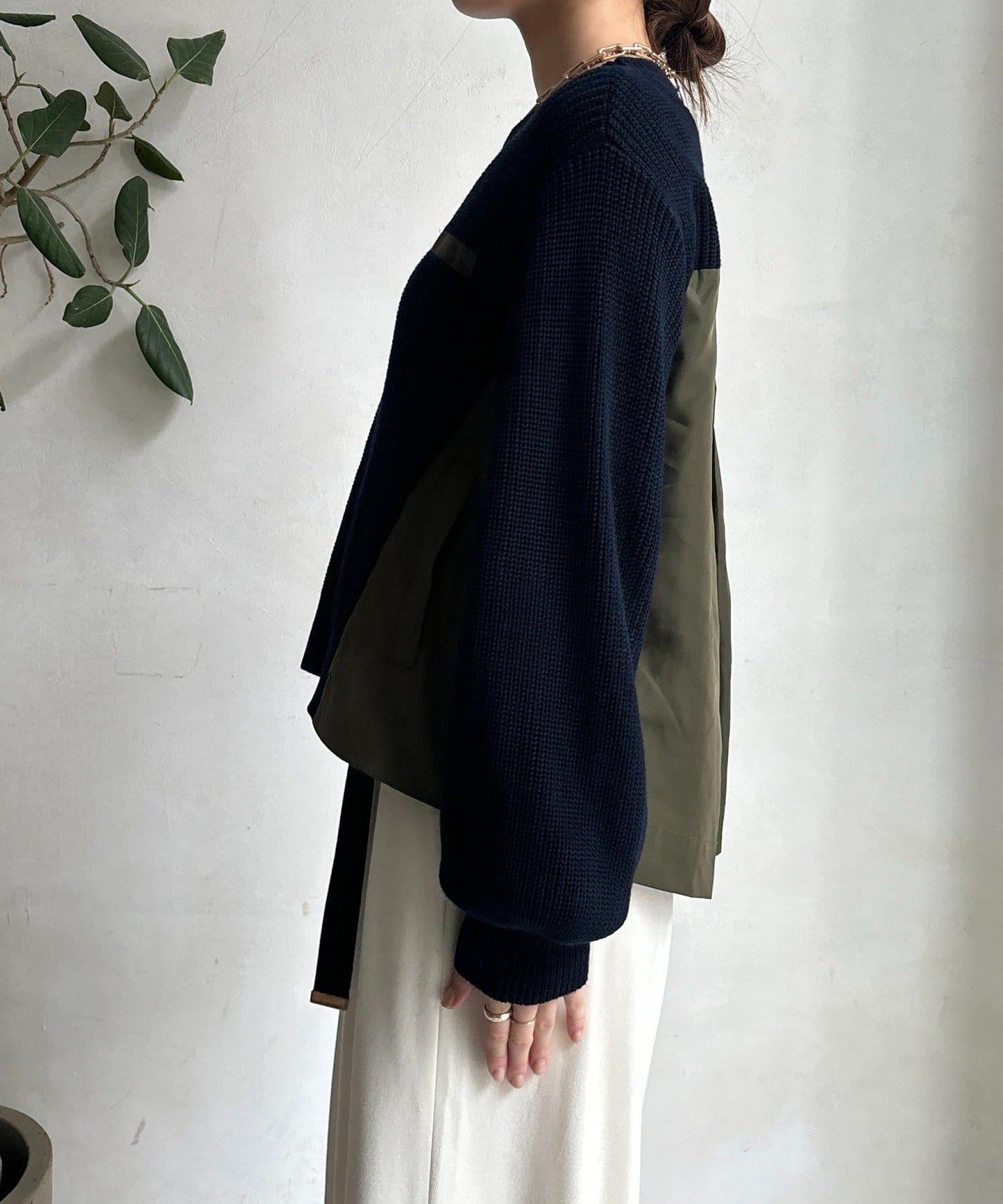 軍風拼接針織衫