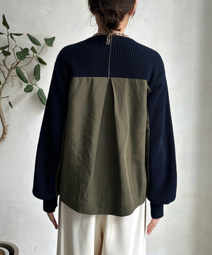 軍風拼接針織衫