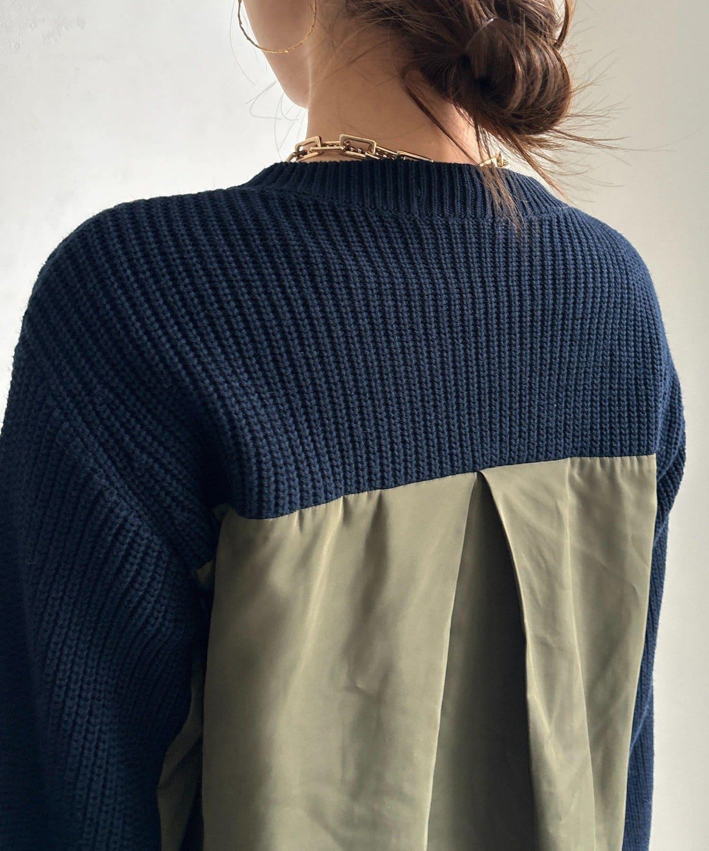 軍風拼接針織衫