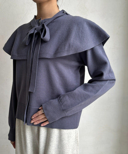 棒領帶披肩開衫