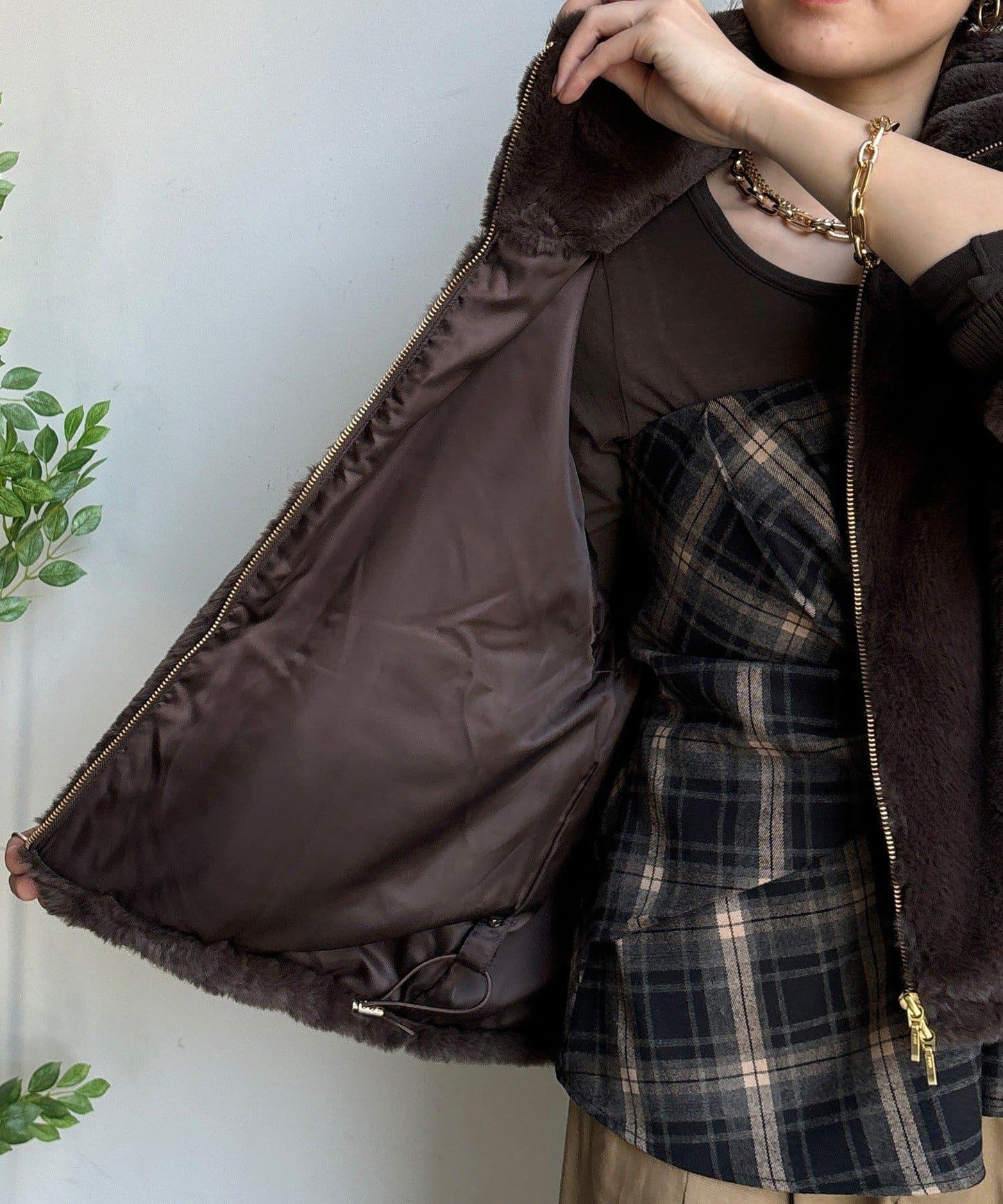 仿貂毛立領毛絨外套