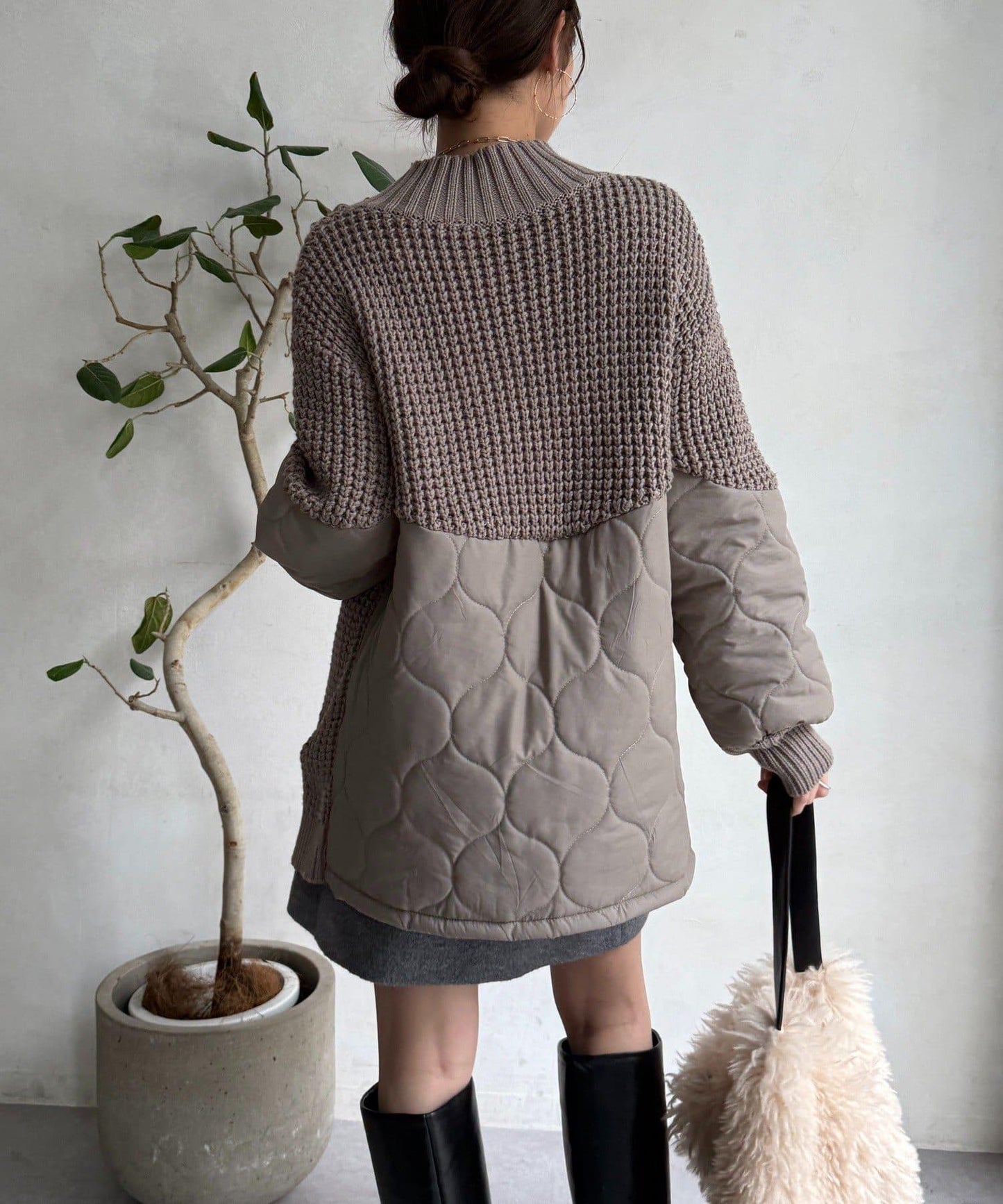 拼接絎縫針織衫