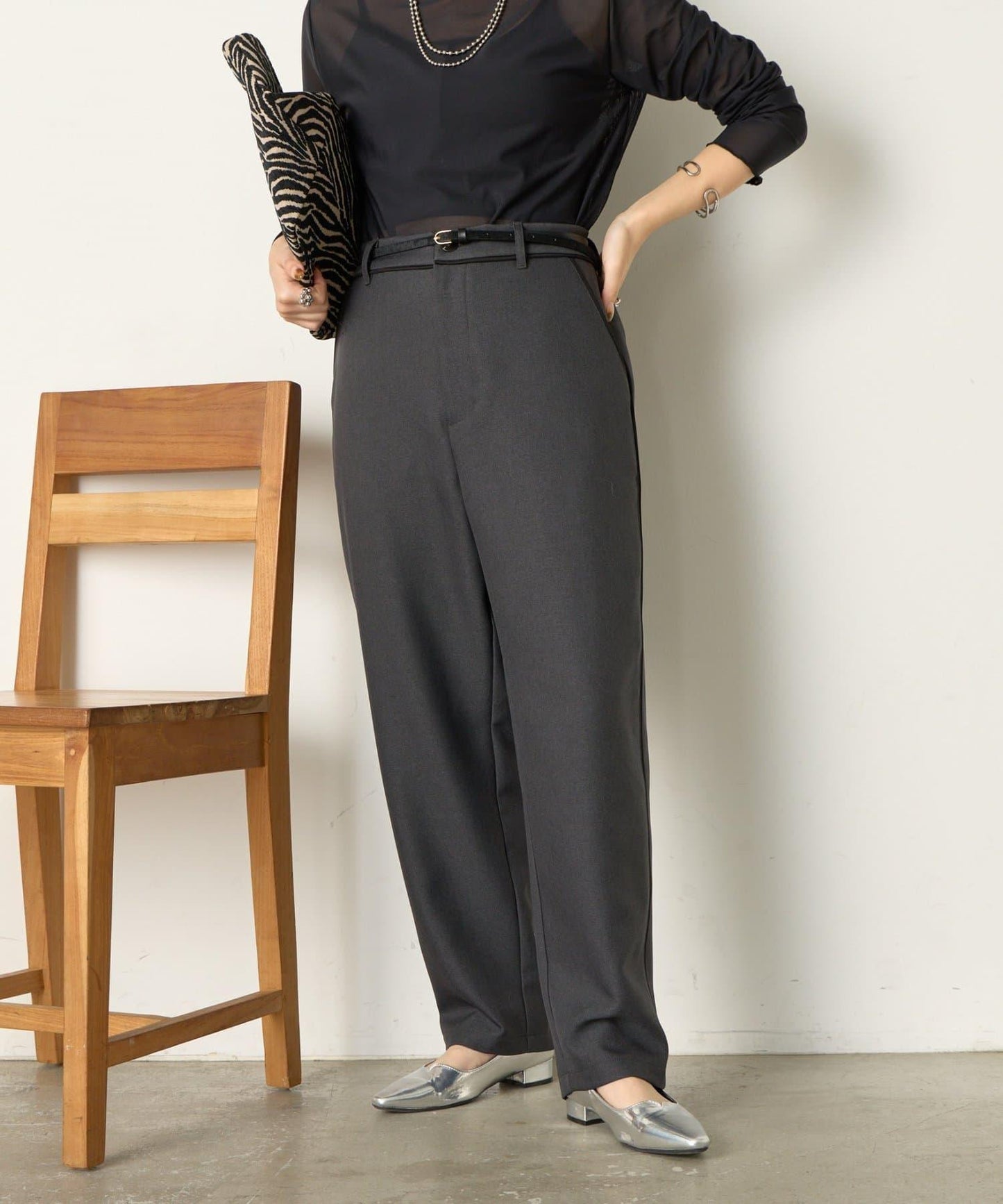 拼接裝飾錐形褲