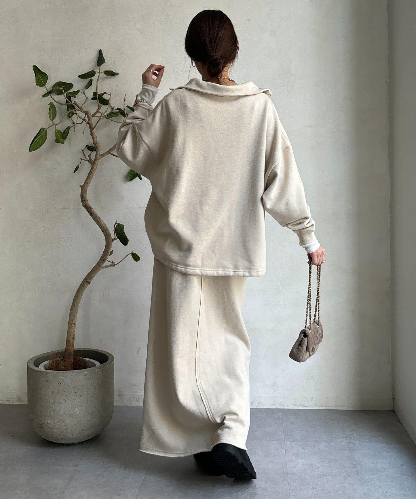 加絨抽繩半拉鍊套頭衫