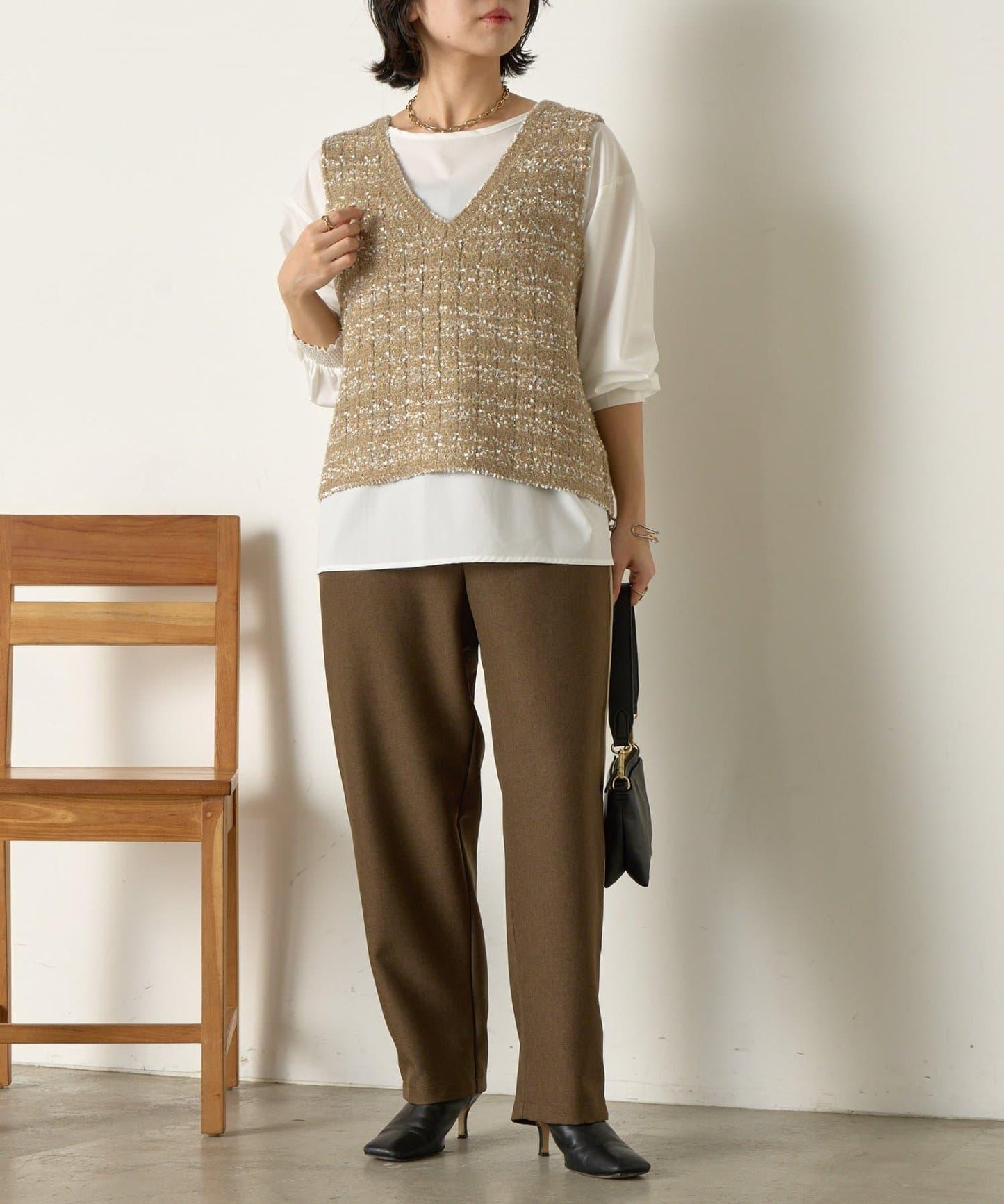 拼接裝飾錐形褲