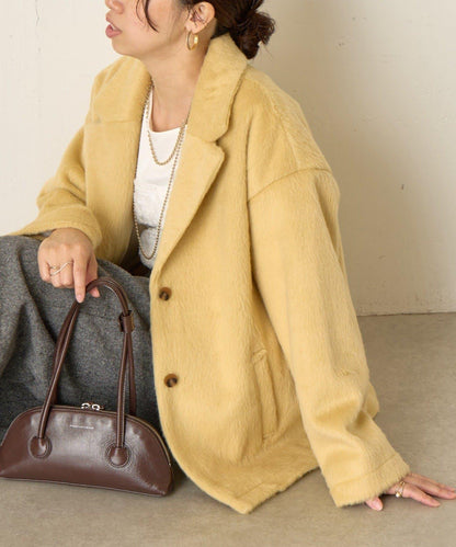 西裝領長毛呢大衣