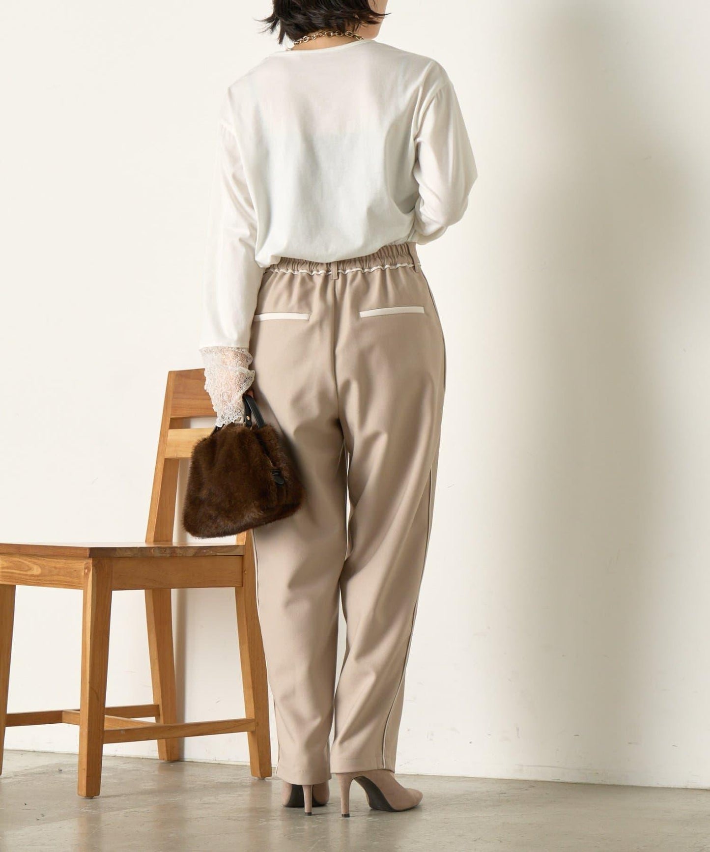 拼接裝飾錐形褲