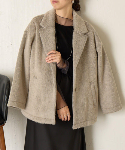 西裝領長毛呢大衣